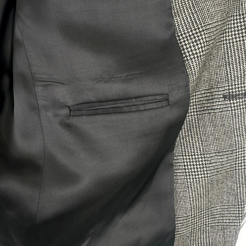 Brooks Brothers Loro Piana Sport Coat Mens 42R Grey Glen Plaid Wool Blazer